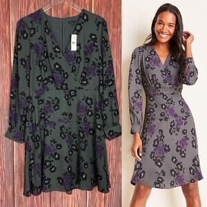 Ann Taylor Long Sleeve Floral Seamed Wrap Dress Womens Size 4 NWT $149
